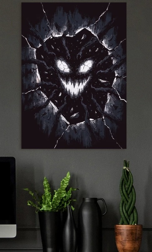 Terrifying Monster Emerging from Darknes — metal poster wall art by Lineer